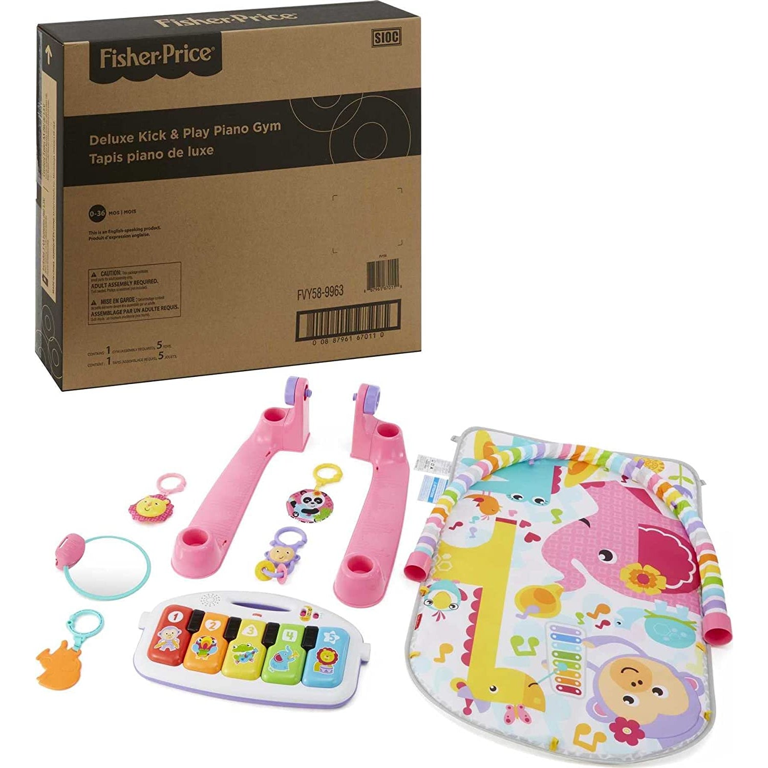 Fisher-Price Baby Playmat Deluxe Kick & Play Piano Gym With Musical -Toy Lights