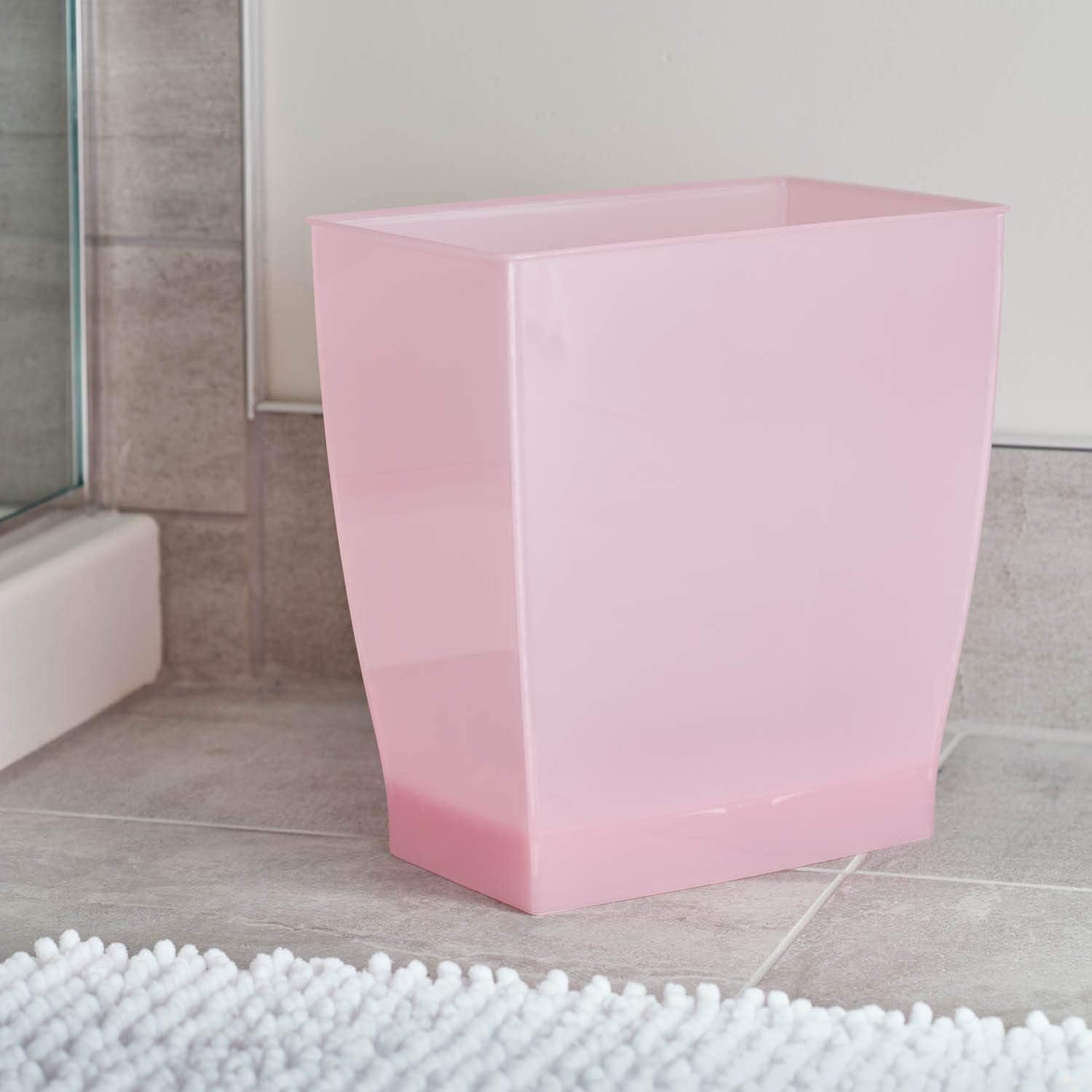 InterDesign Mono Wastebasket Trash Can for Bathroom, Kitchen, Office - Blush Pink