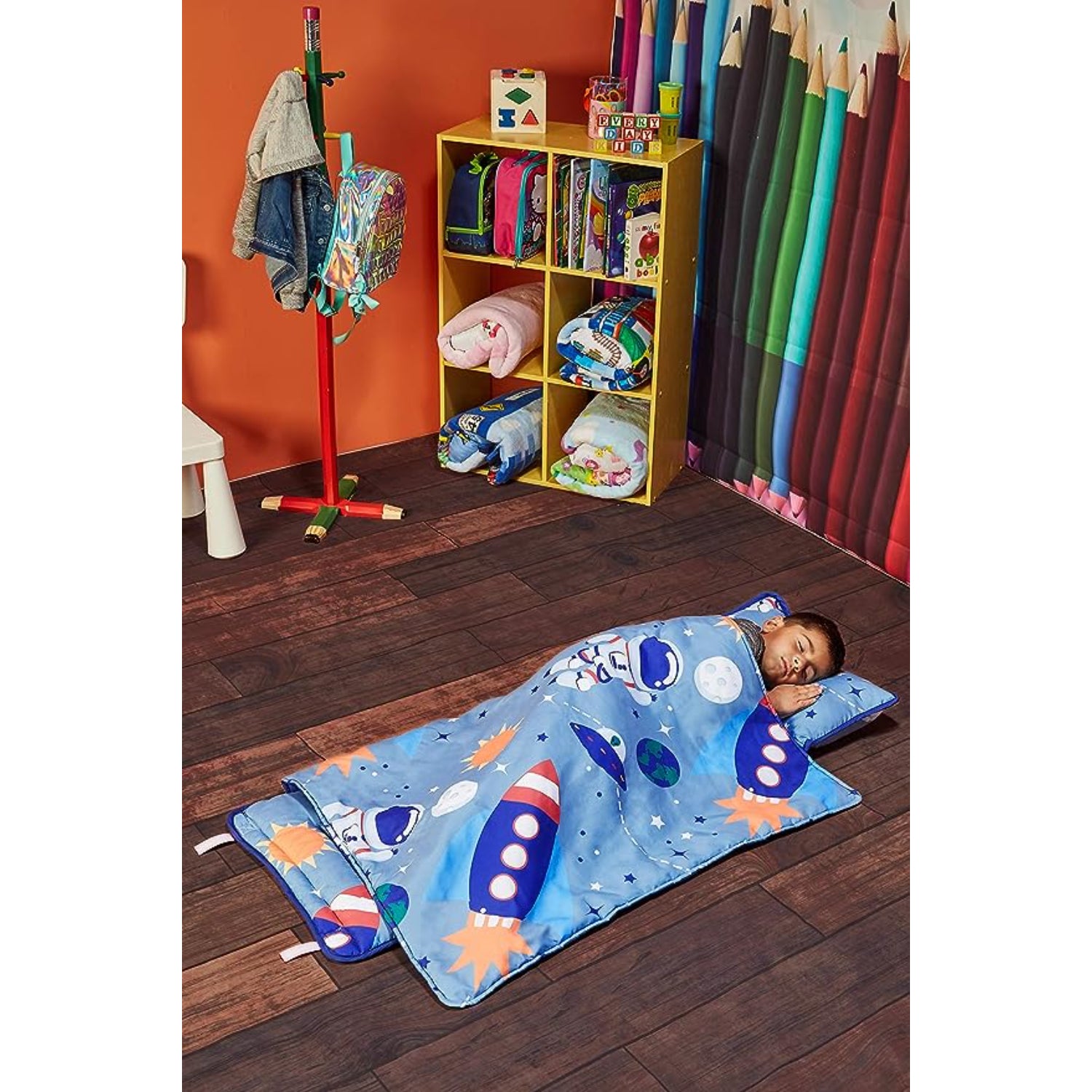 Everyday Kids Space Toddler Nap Mat with Removable Pillow