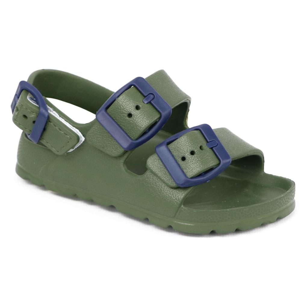 First Steps By Stepping Stones Baby and Infant Boy Sizes 7-10 Olive Buckle Sandal